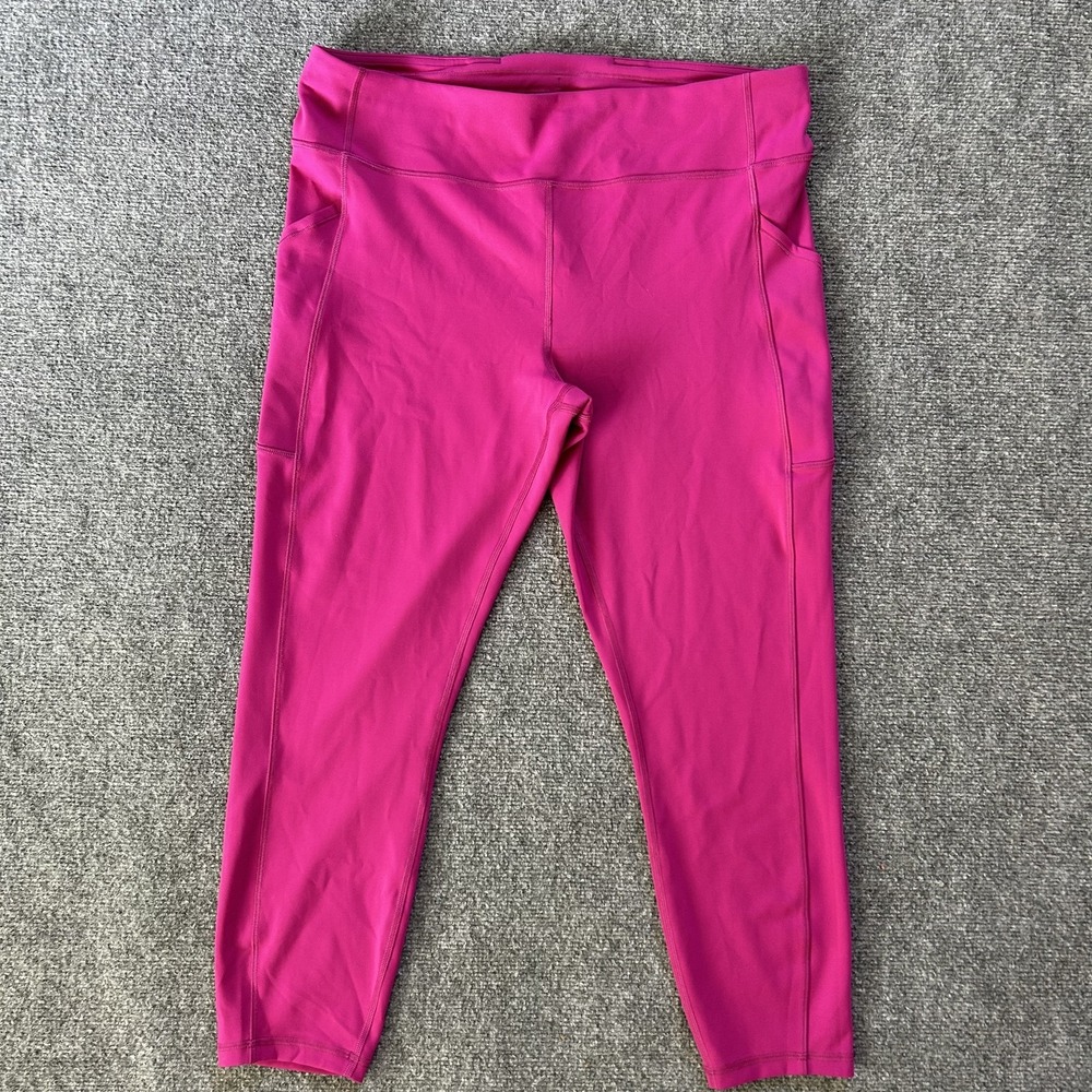 Lululemon Pants Womens 16 Pink Wunder High Rise Crop Pocket Yoga Workout‎ Lulu